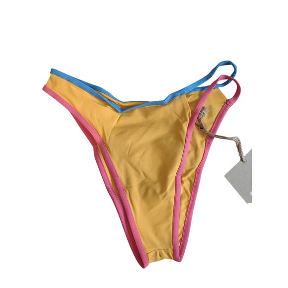 Stone Fox Swim Echo Bikini Bottom Honeycomb Sunset Pink Colorblock XS Pool - Picture 1 of 3